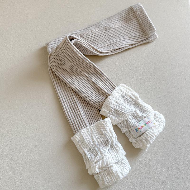 2025 Korean Style Knitted Scrunch Leggings & Tights Combo - Nine-Point Girls' Cotton Leg Warmers