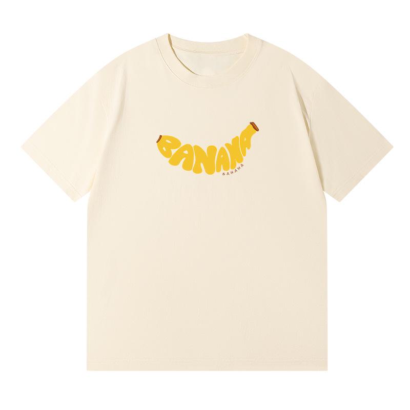 Women's Creative Banana Print Cotton T-Shirt - Short-Sleeved, Versatile Spring/Summer Casual Top