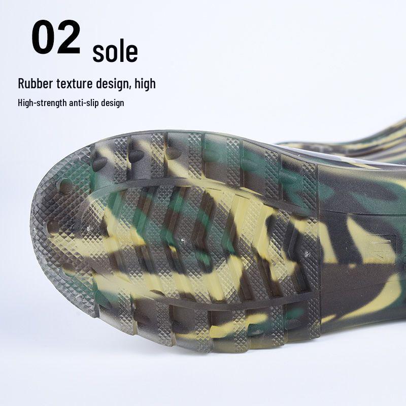 Men's High-Top Non-Slip PVC Construction Rain Boots - Wear-Resistant, Water-Resistant Mid-Calf Rubber Shoes