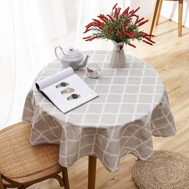 Polyester Cotton Imitation Linen Table Cloth Round Tablecloth Printed Fringed Tablecloth Cover Towel