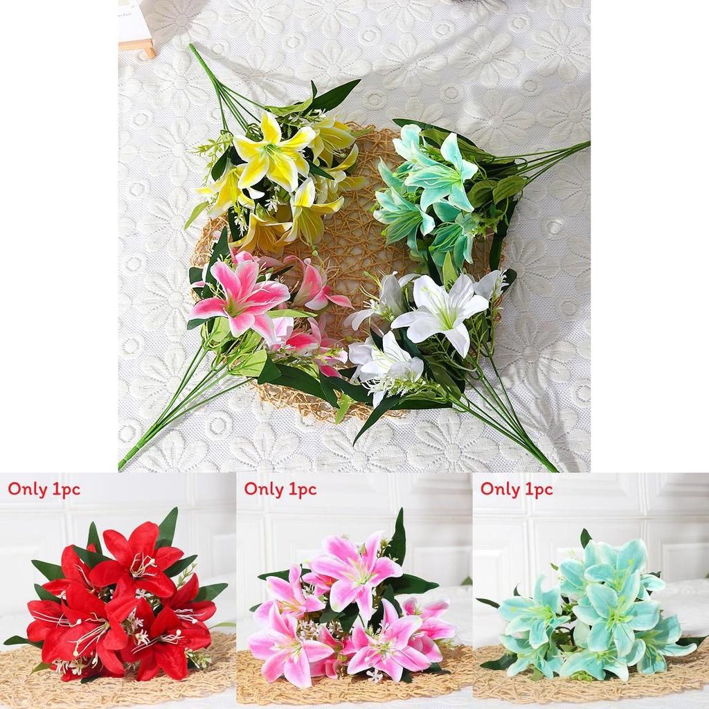 Silk Artificial Lily Flower Bouquet For Home Decor Wedding Party Gift For Loved Ones