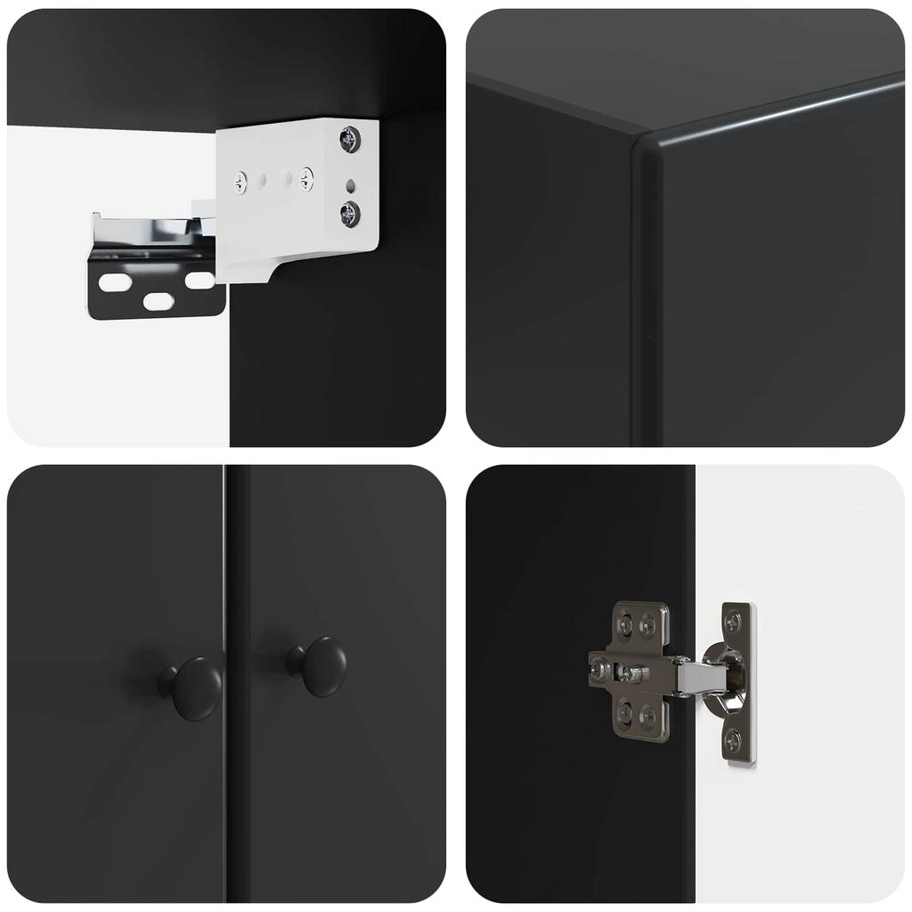 2 Piece Cabinet Set Black Particleboard