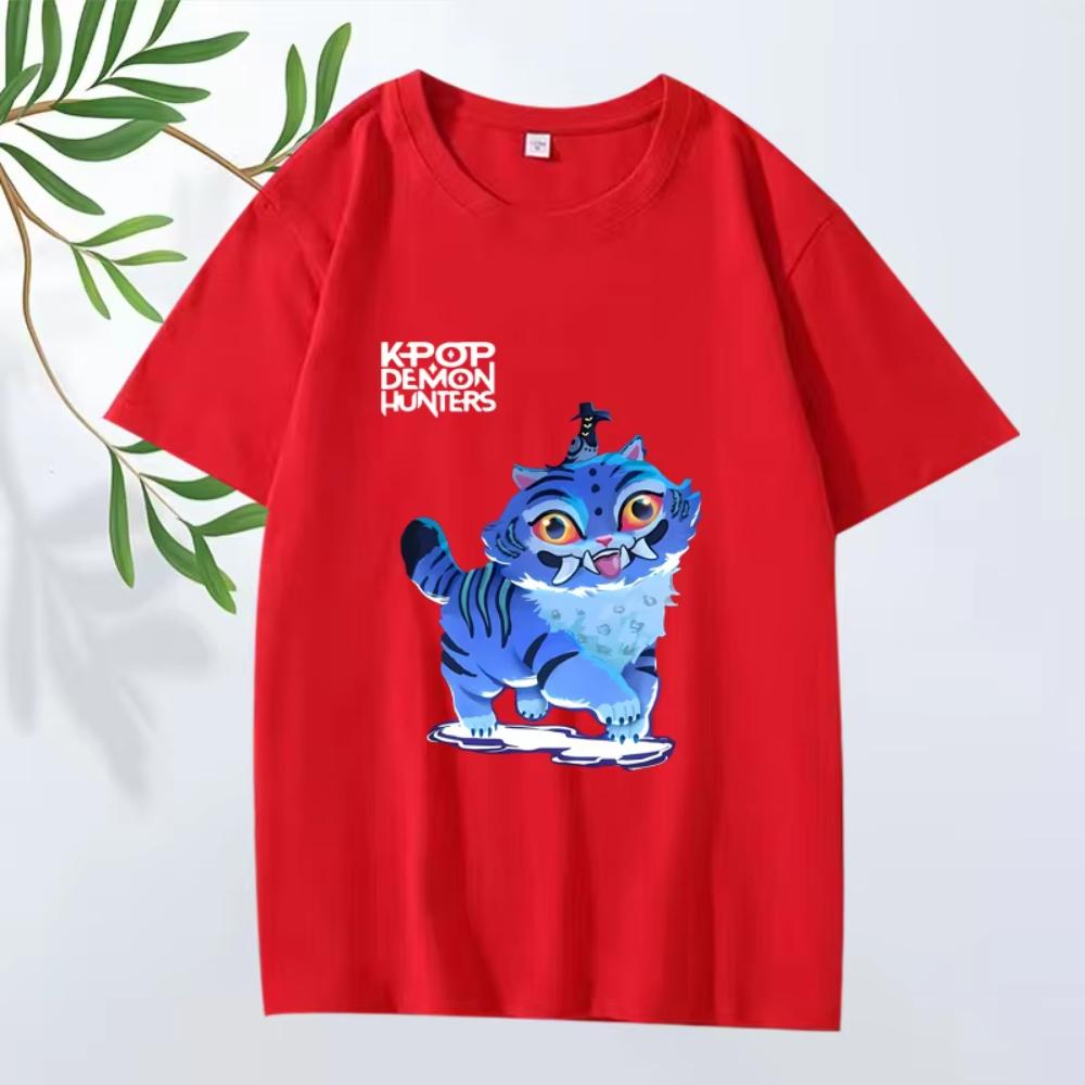 Cute Demon Cat Kpop Demon Hunter Classic Anime T Shirt 2025 Men's Women Oversized Cotton Short Sleeve Summer Printed Unisex Tee