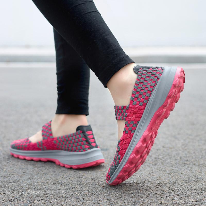 Summer Mary Janes Women Sandals Beach Lazy Shoes Purple Pink Grey Casual Weave Soft Slip on Walking Color Sandals Large Size