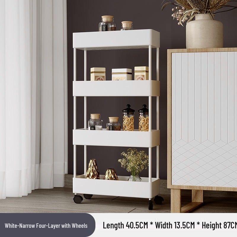 Compact Movable Multi-Layer Storage Rack for Snacks - Simple Floor-Standing Home Shelf