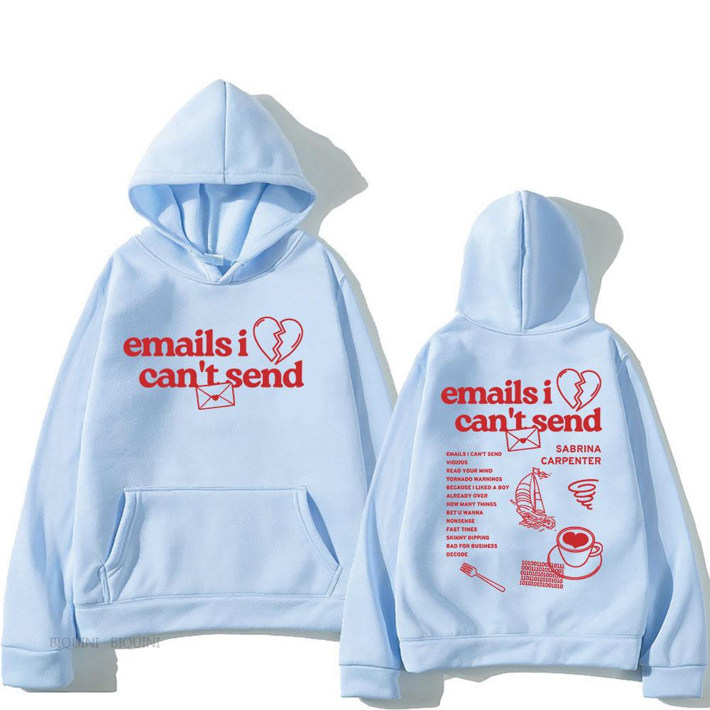 Sabrina-Carpenter E-Mails, die ich nicht senden kann Hoodies Lässige Kapuzenpullover mit Grafikdruck Moletom Unisex Damen Herren Pullover Tops