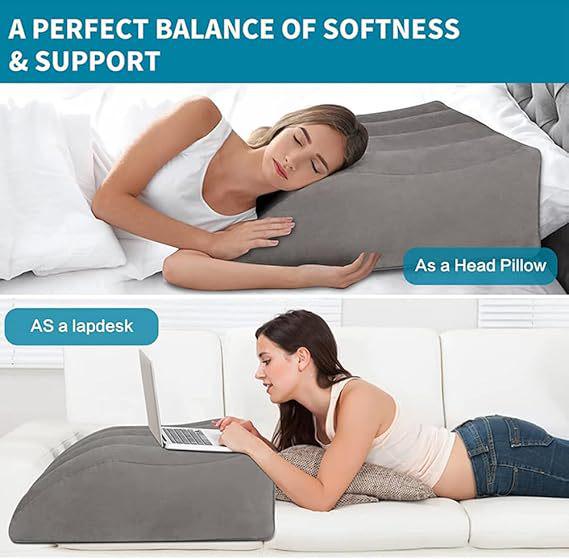 Adjustable PVC Inflatable Leg Pillow for Circulation and Elevation - Dual-Use for Home and Travel