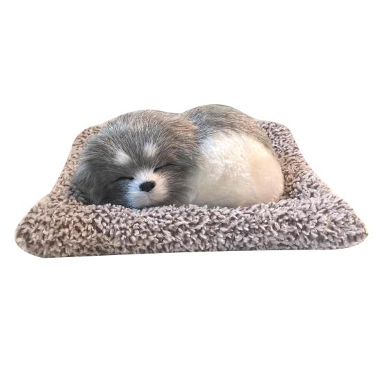 Sleeping Dog Plush Toy with Squeaky Sound & Bamboo Charcoal Bag