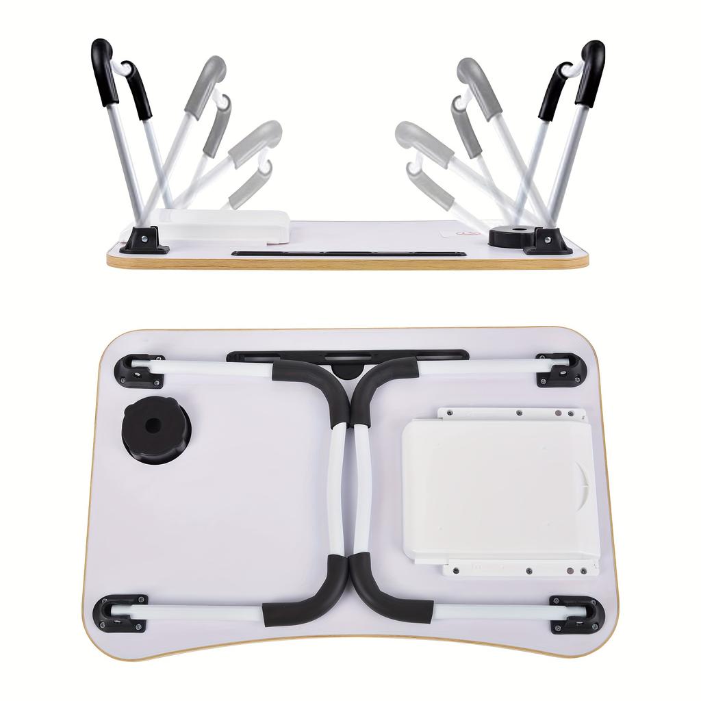 Laptop-Betttisch, faltbarer Schoßtisch mit Getränkehalter, Schublade, Tablet-Ständer, Laptop-Bett-Tabletttisch, tragbarer Schoßtisch, klappbare Beine