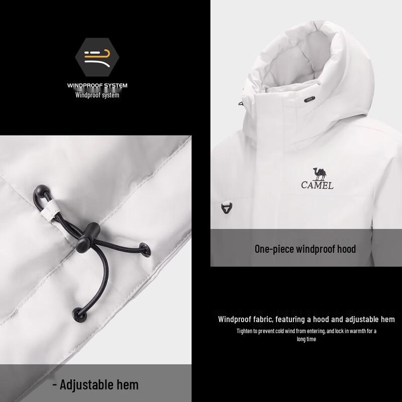 Camel Unisex Goose Down Windproof Parka Jacket