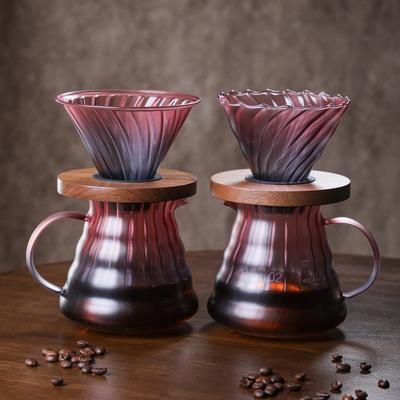 Glass Coffee Pot Pour-over Spray Color Walnut Tray Coffee Filter Brew Coffee Pot Set