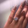 Princess Cut Diamond Ring for Women Full Micro Paved European American Engagement Wedding Band