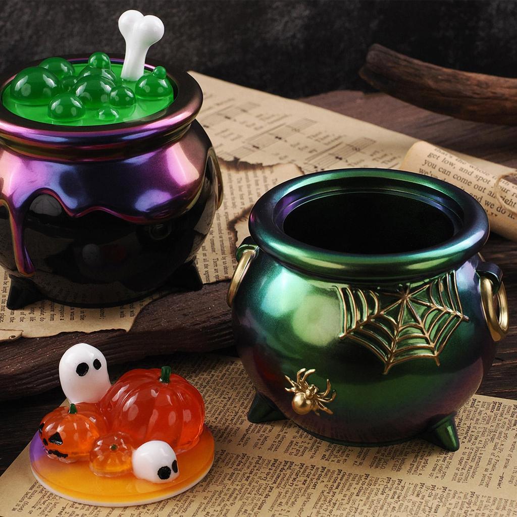 Halloween Cauldron Container DIY Epoxy Resin Mold Plaster Storage Box Silicone Molds Halloween Gift Jewelry Box Casting Supplies