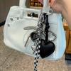 Trendy Leather Heart Bow Keychain Delicate Beaded Keyring Car Key Holder Bag Pendant Decoration For Girls Gift