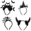 Halloween Devil Horns & Bat Headband with Feathers - Party Decoration