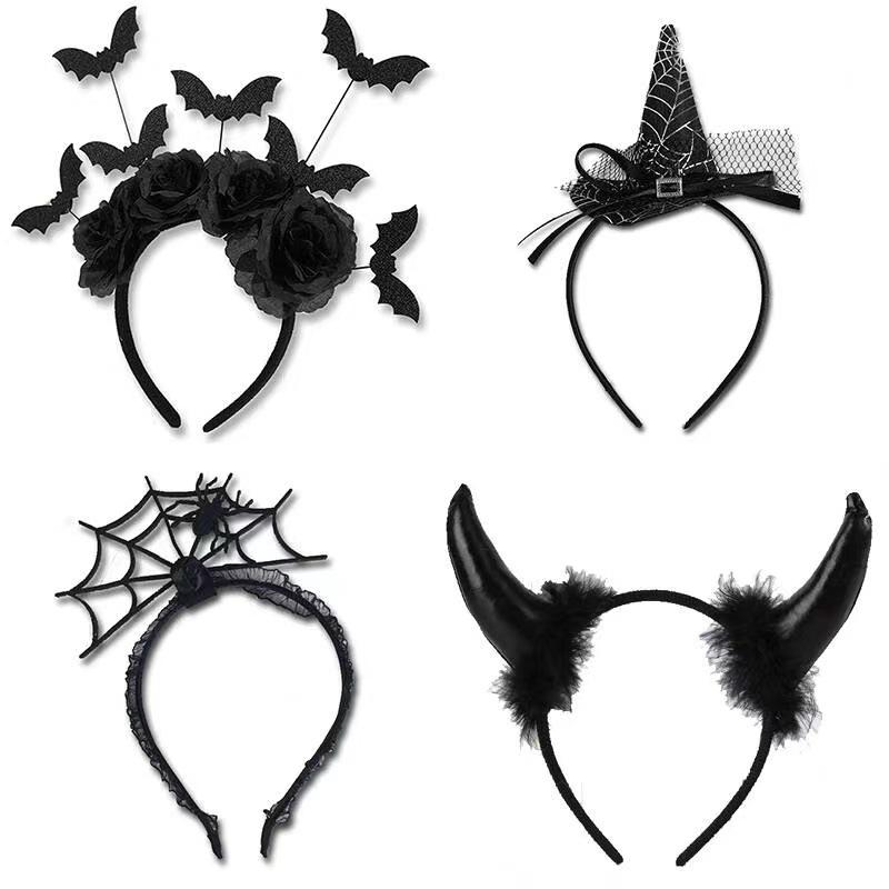 Halloween Devil Horns & Bat Headband with Feathers - Party Decoration