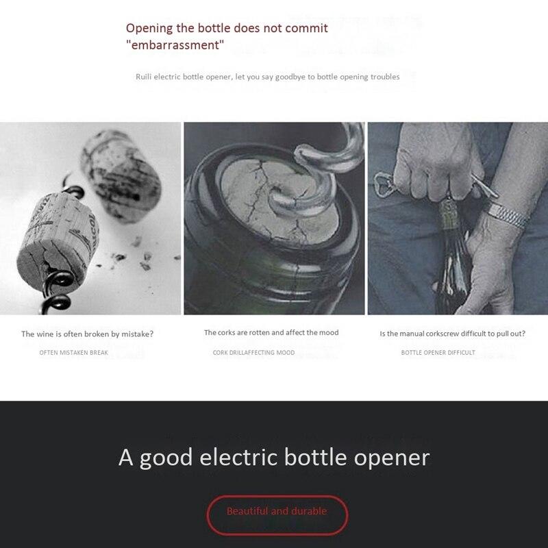 Electric Wine Bottle Opener Electric Wine Cork Opener with USB Knife Battery Automatic Battery | Holes