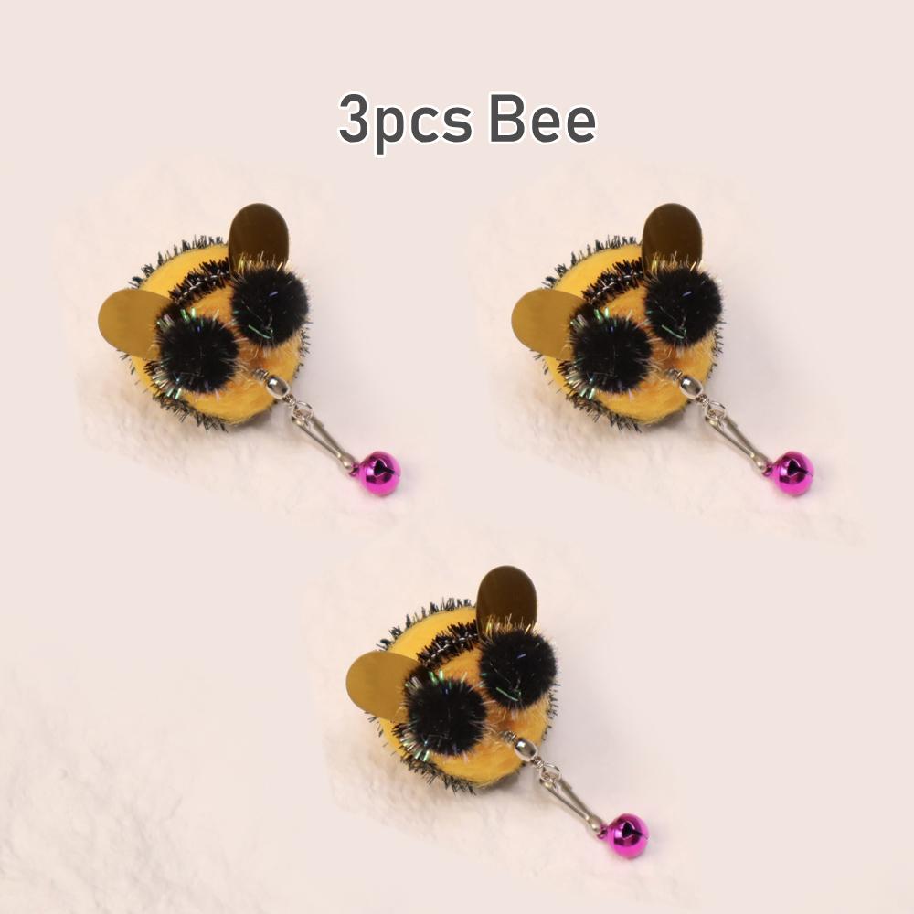 3pcs Tassel Goldfish Bee Replace Cat Teasing Stick Insect Cat Toy Interactive Pet Toys For Kitten