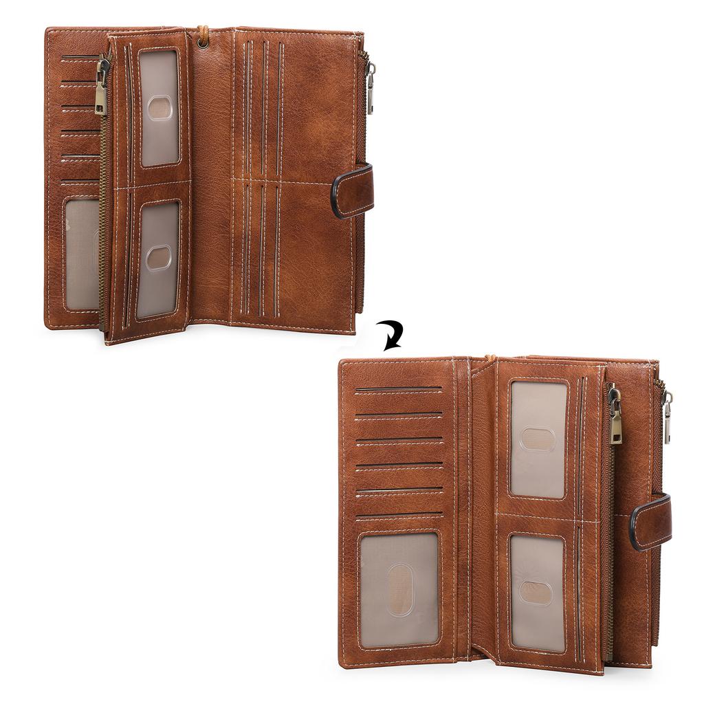 New women's long wallet retro three-fold mobile phone bag