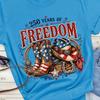 250 Years of Freedom Patriotic Boots and Hat T-Shirt | American Flag Western Tee, Country Vibe, 8 Colors