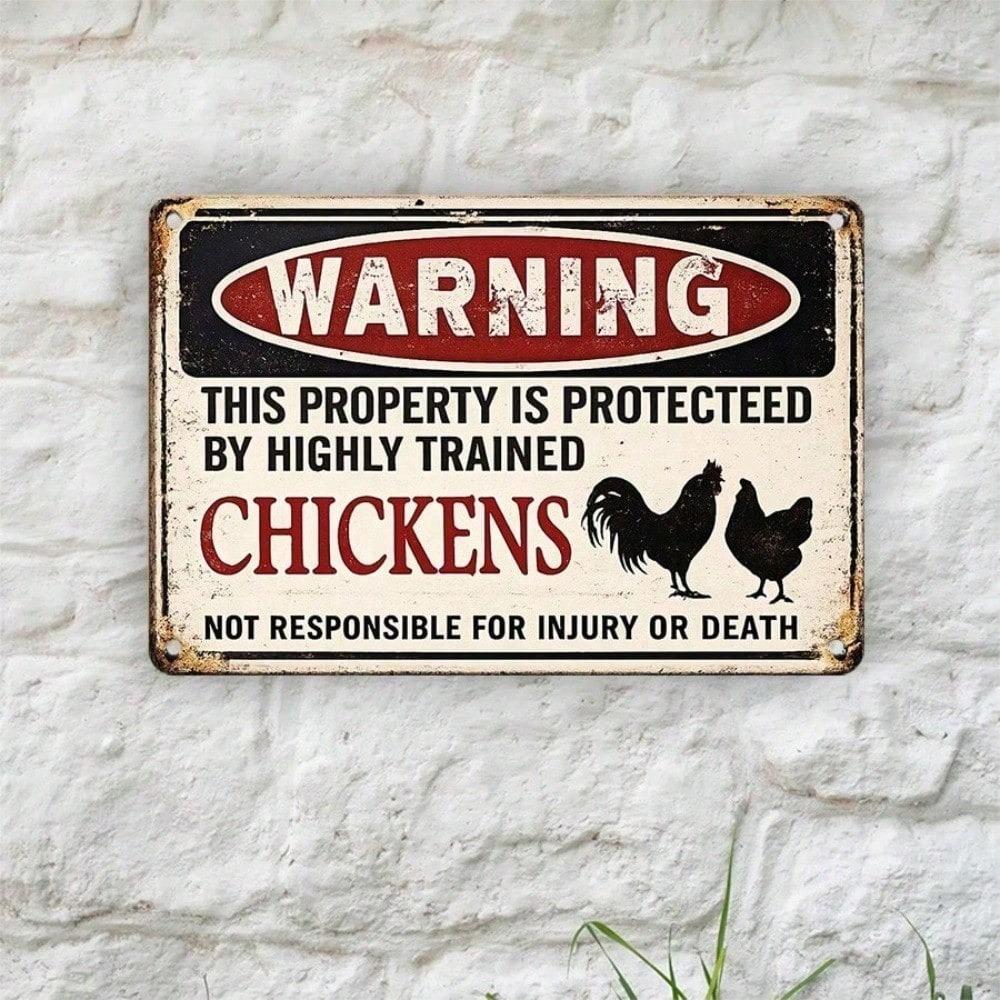 1PC Funny Chickens Tin Sign 8x12 Retro Farm Humor Metal Plaque for Coop Kitchen Wall Decor