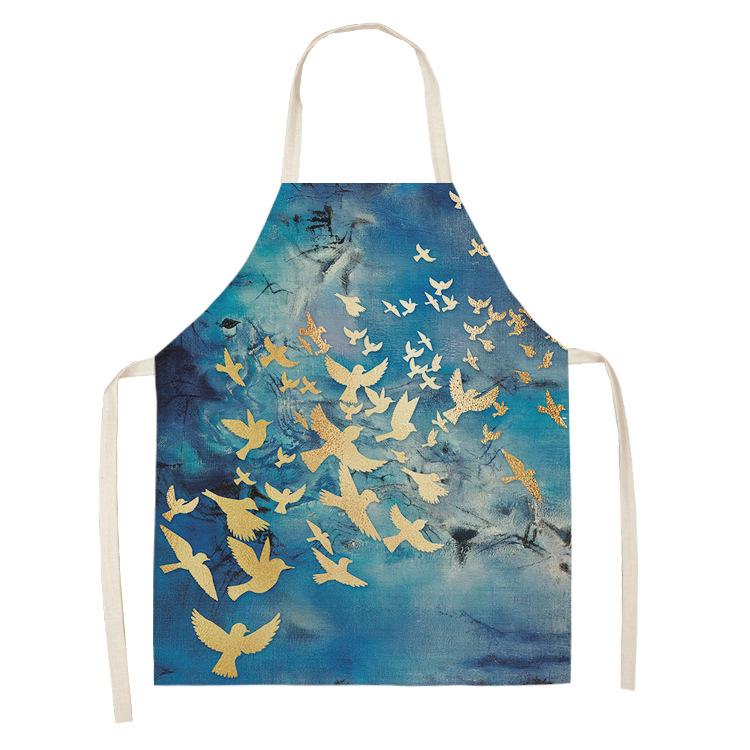 Deer Butterfly Kitchen Aprons for Women Cotton Linen Bibs Household Cleaning Kitchen Apron Maid Apron Aprons