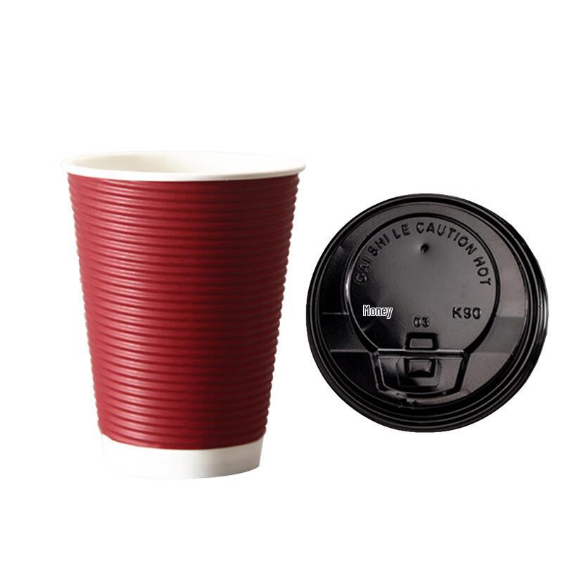 

Changbaosen 8oz Red Double-Layer Corrugated Disposable Paper Cups with Lids