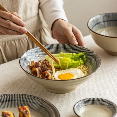 Bowl Household Large Ceramic Tableware Rice Bowl High-End Restaurant Noodle Restaurant Special Ramen Bowl Round Vegetable Bowl Soup Bowl