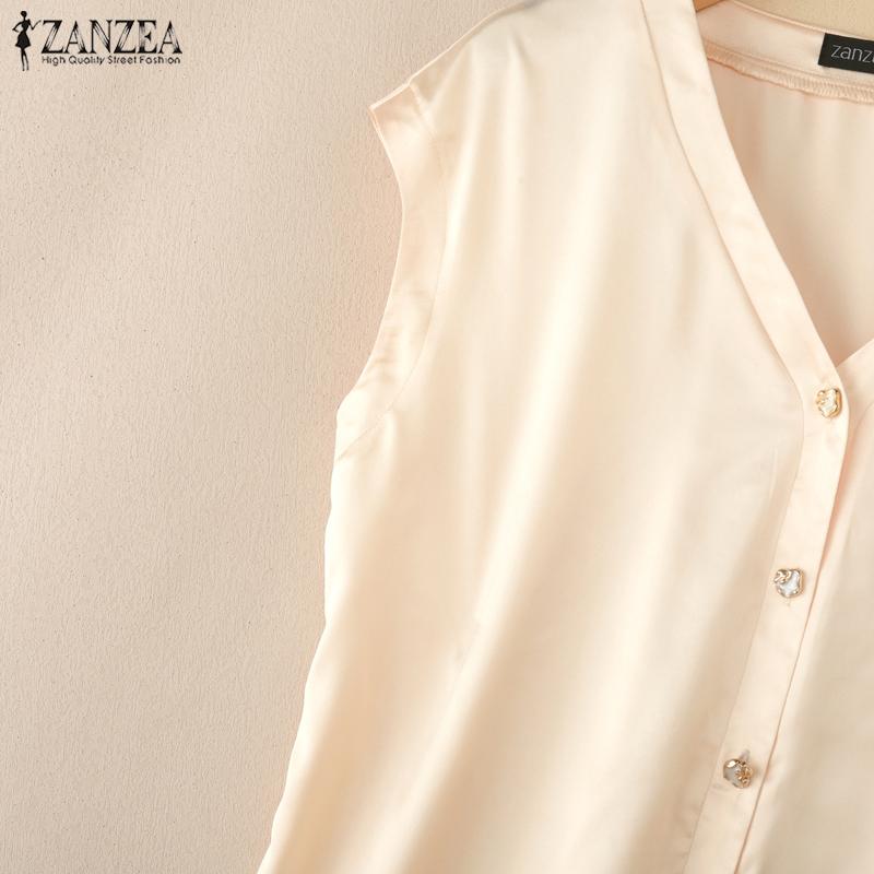 ZANZEA Women Summer V-Neck Sleeveless Loose Casual Tank Tops