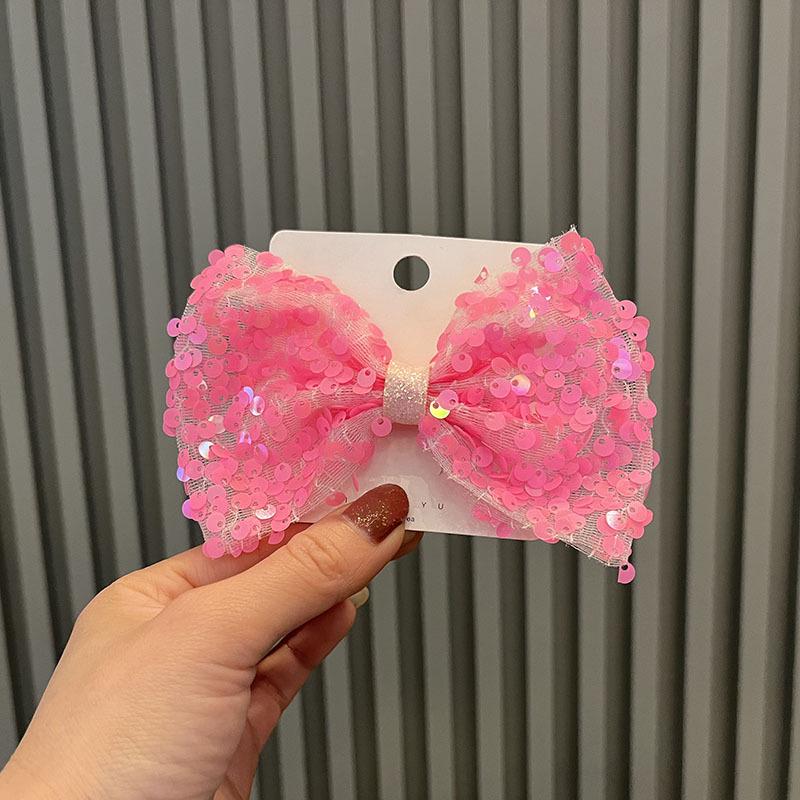 Korean Princess Style Bow Hair Clip with Colorful Sequins for Girls