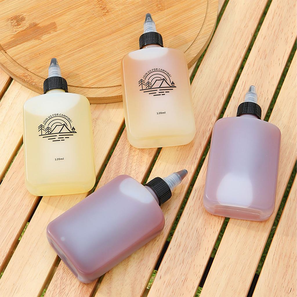 5pcs Small Oil Dispenser 120ml Leakage Proof Portable Compact Oil Bottle with Twist Lid for Vinegar Soy Sauce for Camping