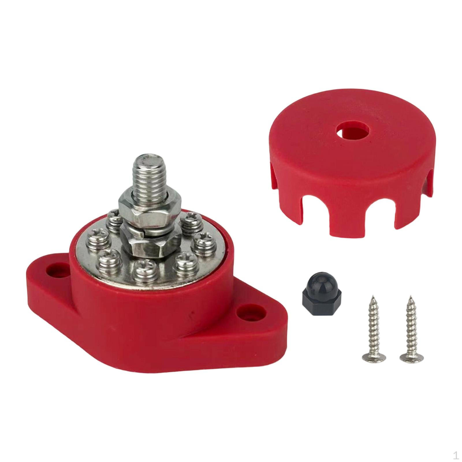 

160A 12V Bus Bar Distribution Block Replaceable with Cover And Screws for Buses, Boats, Etc. Red M10