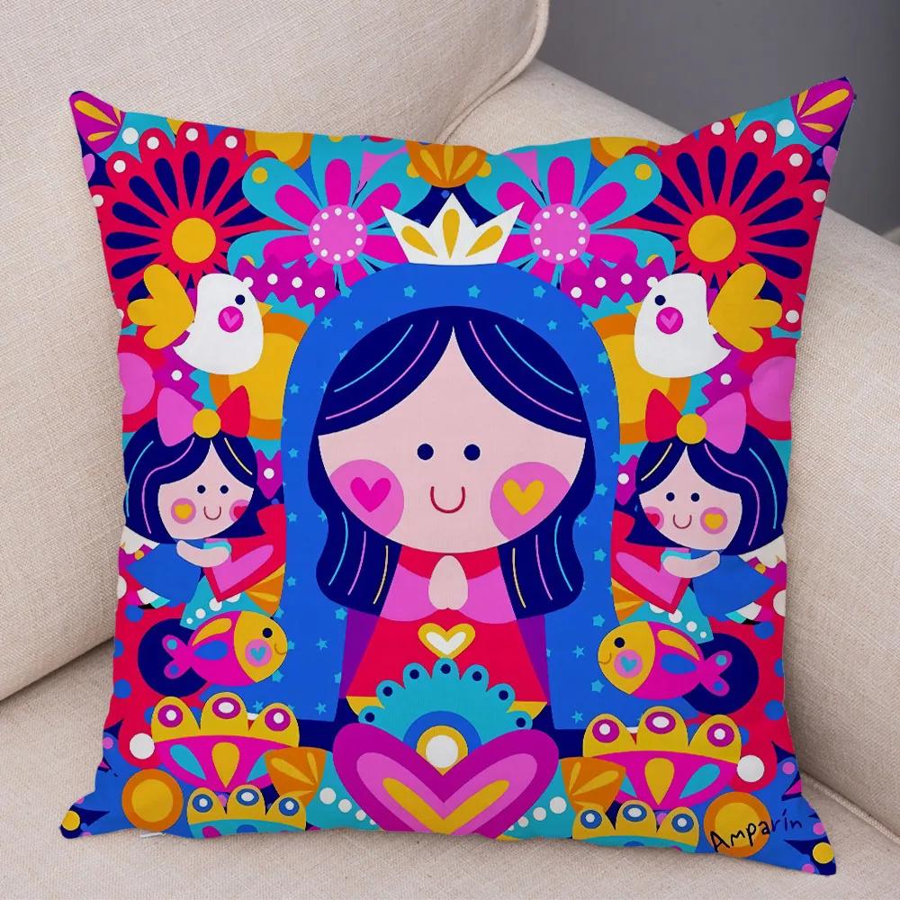 Jungfrau Maria Kunst Kissenbezug Dekoration Kawaii Cartoon Kinder Sofakissenbezug Zuhause Auto