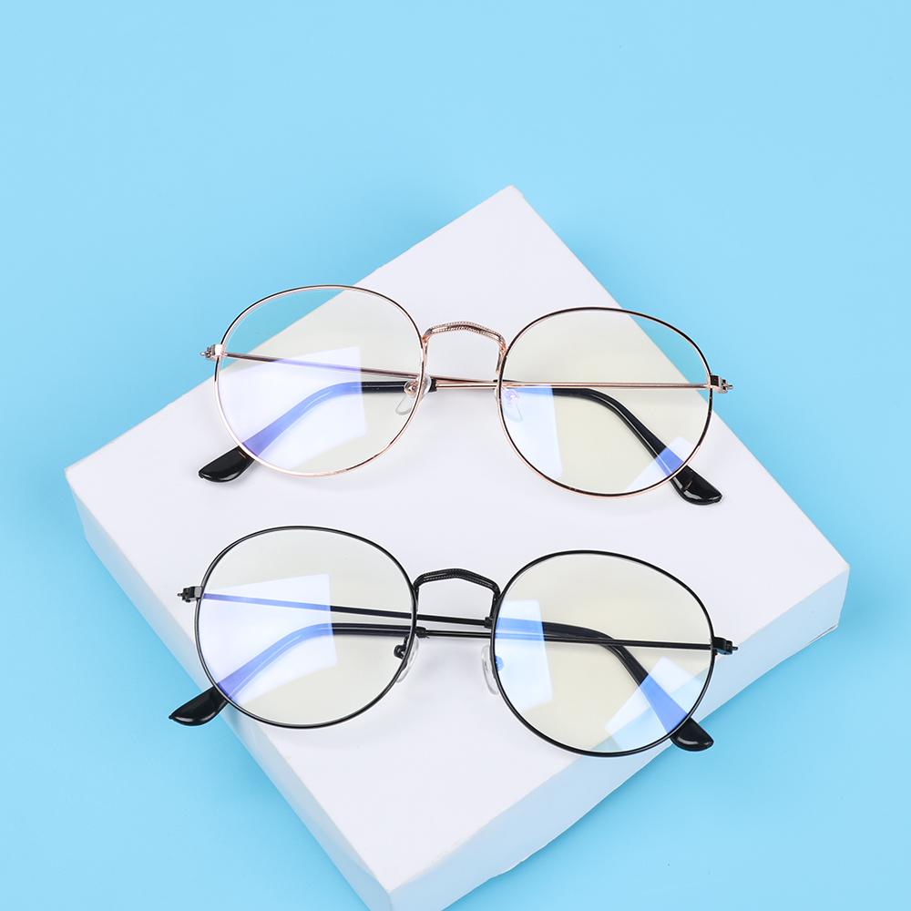 Fashion Vintage Round Eye Protection Ultra Light Frame Anti-Blue Light Eyeglasses Metal Glasses