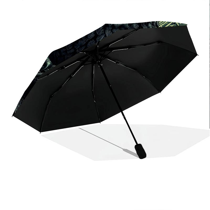 Owl  Pattern, Automatic Folding Umbrella, Portable and Foldable Design, 8 Ribs, a Christmas or Birthday Gift.