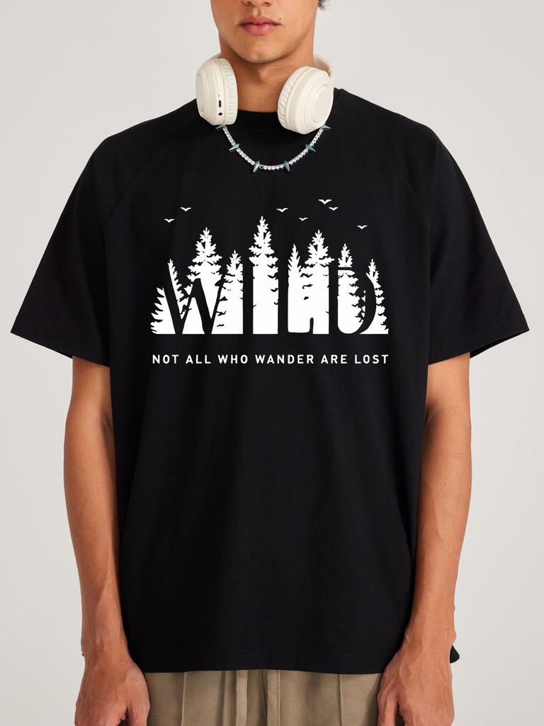 A minimalist forestprinted Tshirt 100 cotton with a round neck and short sleeves printed directly by digital printing