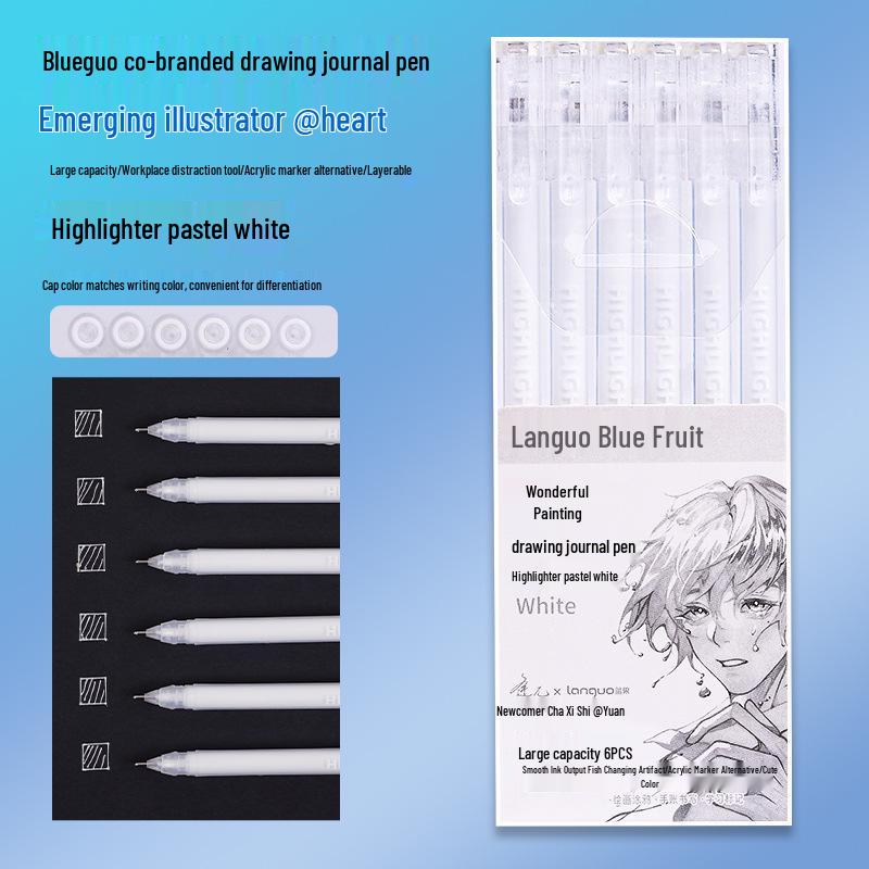 Blue Fruit Nine-Color Gel Journal Pens for Students - Doodle, Color, and Highlight with Fluorescent Markers