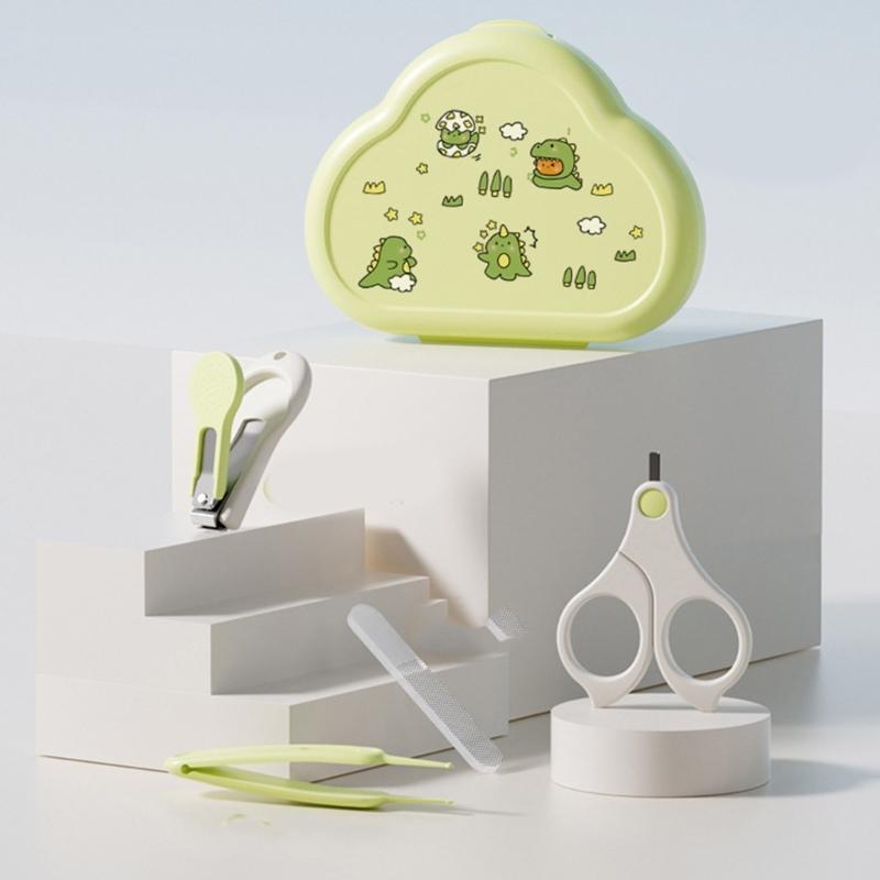 Baby Nails Care Tool Set Includes Round Head Clippers Gentle Scissors Nails File and Storage Box Gift for New Parents