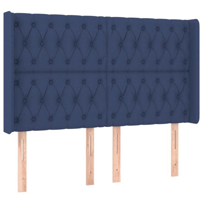 VidaXL Tête de lit avec oreilles Bleu 147x16x118-128 cm Tissu3119920