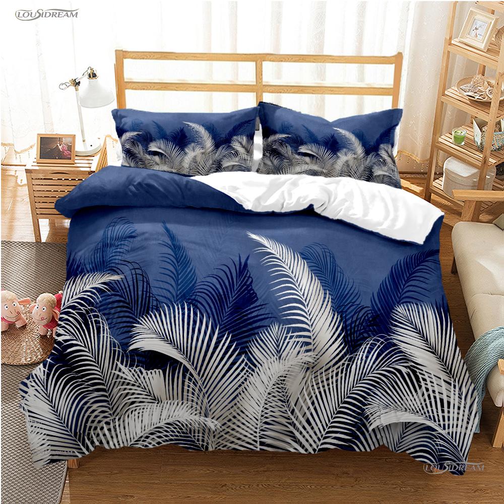 Tropical Leaf Fashon Duve All Season Duvet Cover Comforter Bedding Set Soft Quilt Cover and Pillowcases Single/Double/Queen/King