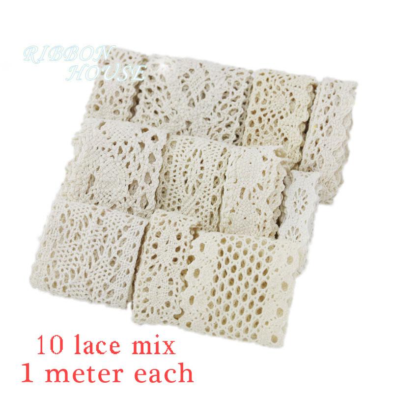 Baumwoll-Spitzenband Beige DIY Handgemacht Hochzeitsparty Basteln Geschenkverpackung Patchwork Gehäkelte Spitze (5 Meter/Lot)
