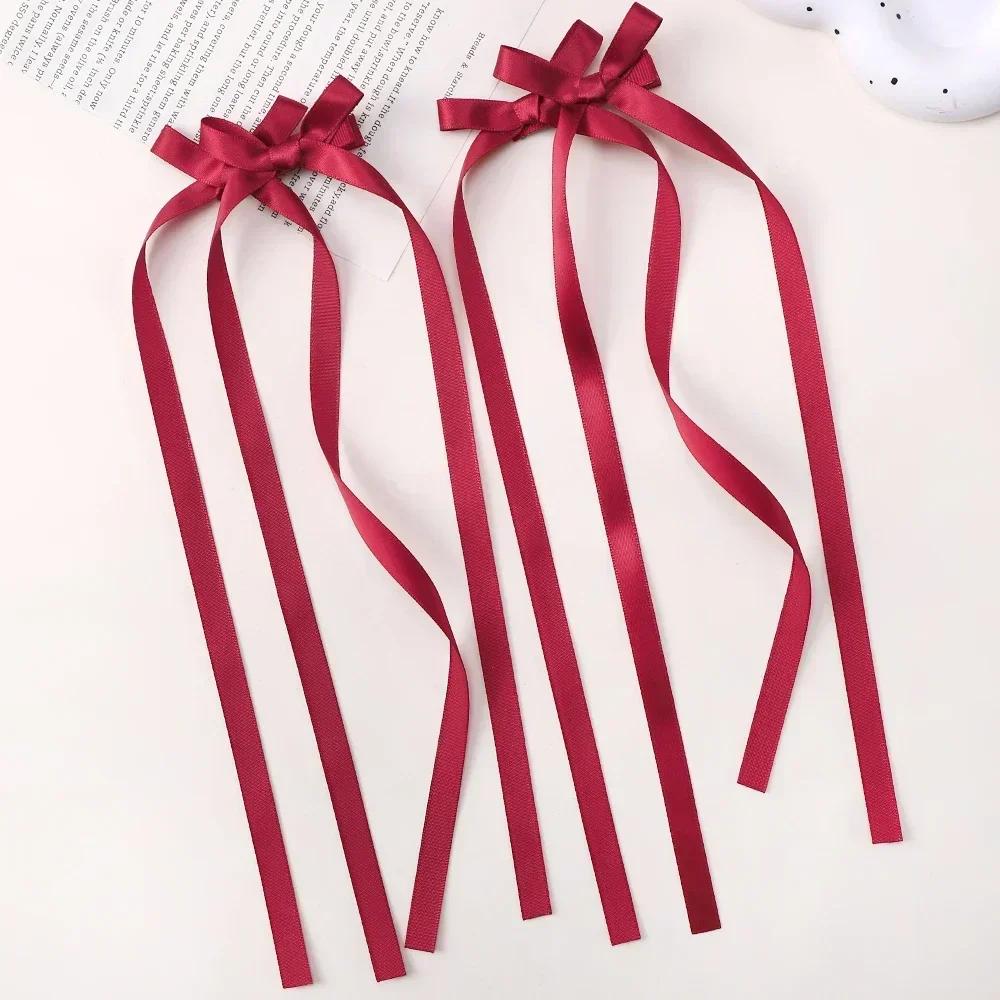 2 Pcs Fabric Hair Bow Hairpin for Women Girls Ribbon Hair Clips Headwear Black White Bow Top Clip Female Hair Accessories