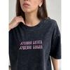 New Fashion T-shirt Fashion Fashion Casual Loose Washed-out Distressed Print Letters Cotton T-shirt Top