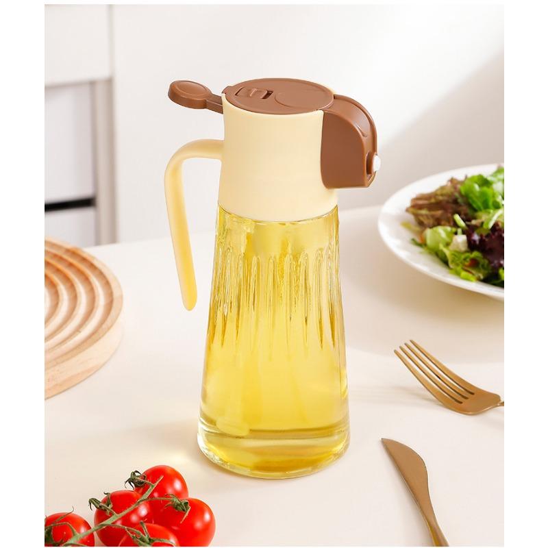 Dual-purpose Kitchen Food Oil Spray Bottle with Automatic Opening and Closing and Leak-proof Glass