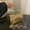 PU Shoulder Bags Chains Women's Bags On Sale 2024 Fashion Solid Sewing Thread Handbag Hasp Small Square Bag Bolsa Transversal
