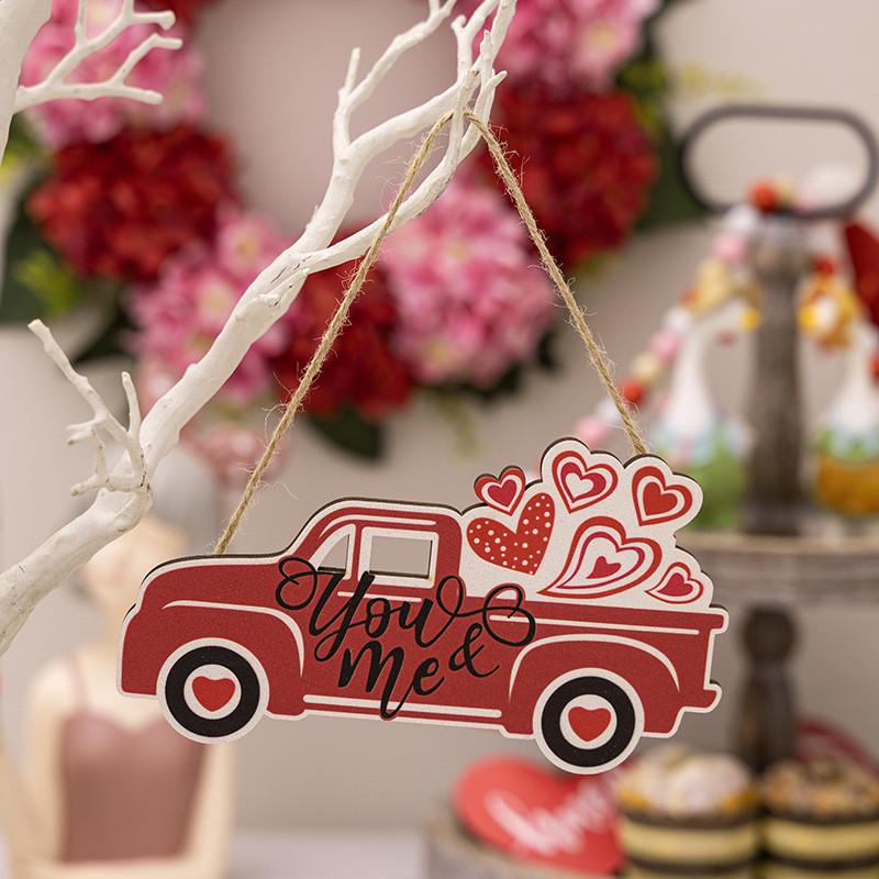 

Charming Red Heart Shaped Wooden Hanging Decoration For Romantic Valentine s Day Atmosphere Valentines Red Wood You