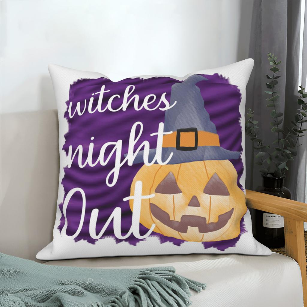 Halloween Throw Pillow Covers Pumpkin Ghost Witchy Linen Sofa Bed Pillowcase Square Cushion Cover Spooky Halloween Party Decor