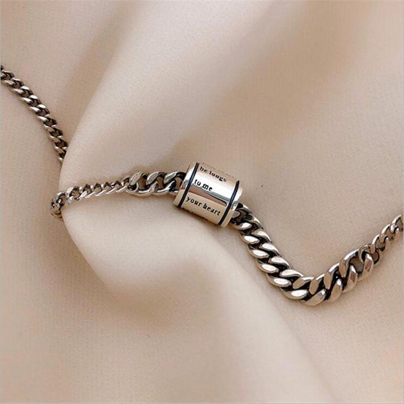 European And American Port Style Design Spring 925 Sterling Silver Retro Cylindrical Letter Clavicle Chain Necklaces TYB379