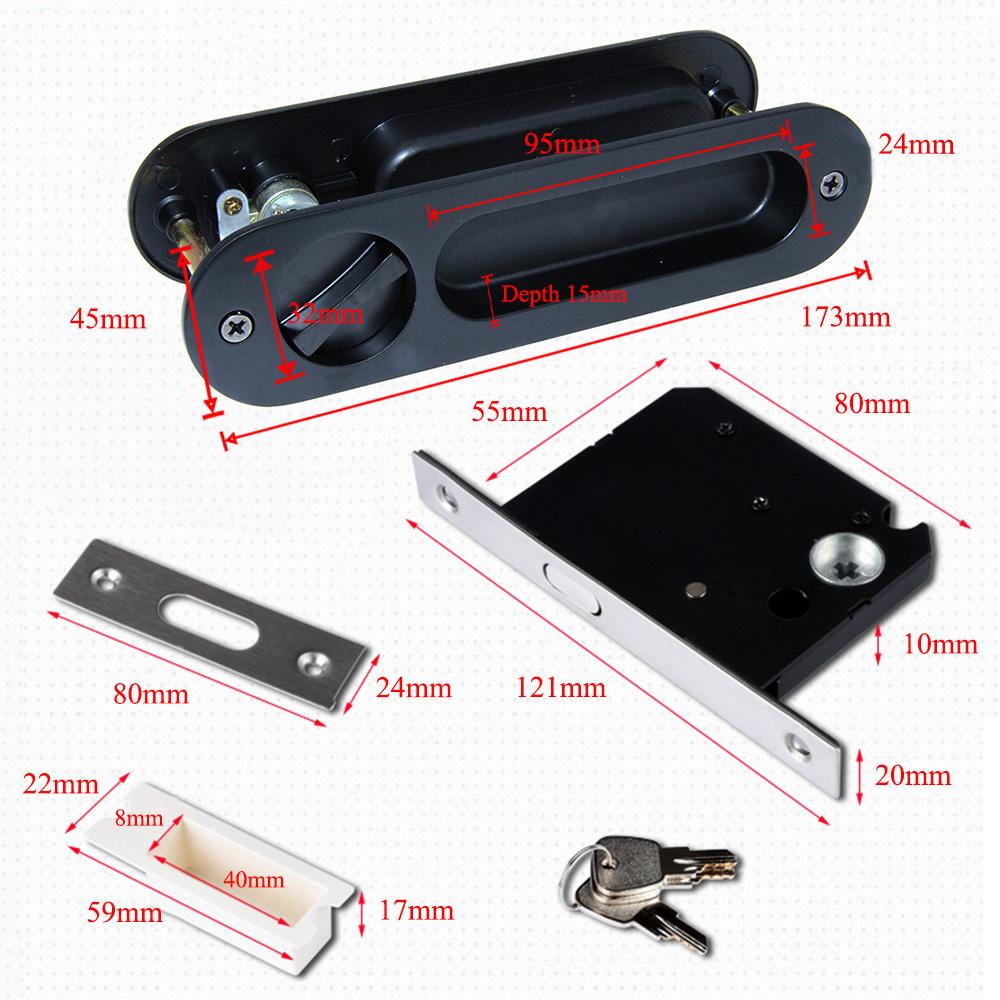 YOUTHUA Sliding Barn Door Locks Invisible Door Handle for Wooden Sliding Pocket Door Latch Furniture Hardware 17cm Door Locks