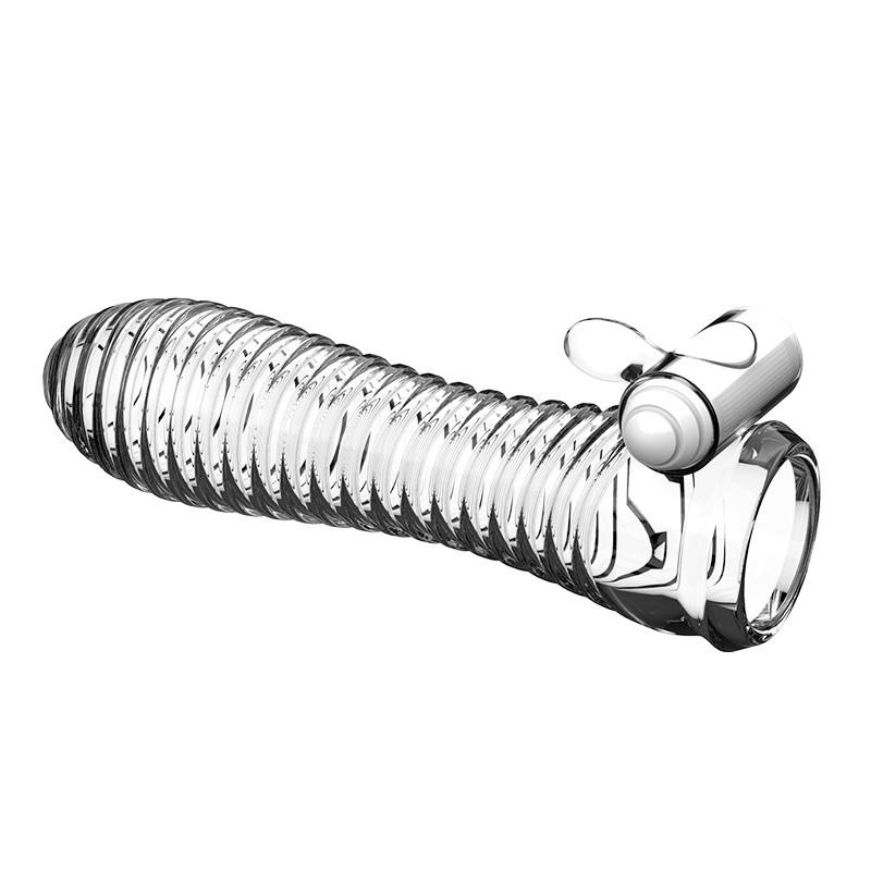 Available Vibrating Penis Sleeve Reusable Crystal Condom Cock Extender Vibrating Ring Sex Toy for Men Adult Sex Products